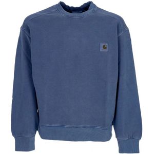 Carhartt Wip, Sweatshirts & Hoodies, Heren, Blauw, M, Katoen, Elder Garment Dyed Crewneck Sweatshirt