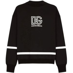 Dolce & Gabbana, Sweatshirts & Hoodies, Heren, Zwart, S, Lange Mouw Crewneck Sweatshirt