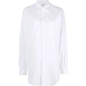Maison Margiela, Witte overhemd met lange mouwen, puntige kraag en knoopsluiting Wit, Dames, Maat:XS