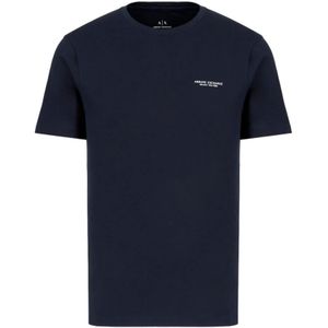 Armani Exchange, Tops, Heren, Blauw, S, Katoen, Korte Mouw Logo T-Shirt
