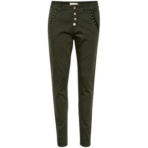 Cream, Broeken, Dames, Groen, W33 L32, Katoen, Slim-Fit Twill Pant met Slimme Details