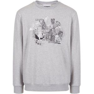 Iceberg, Sweatshirts & Hoodies, Heren, Grijs, XL, Katoen, Grijze Roma Print Sweatshirt