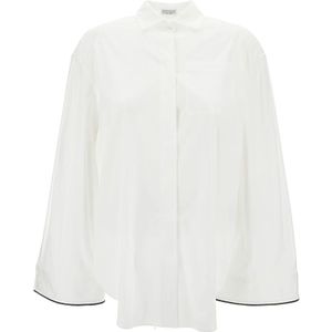 Brunello Cucinelli, Blouses & Shirts, Dames, Wit, S, Katoen, Witte Overhemd met Klassieke Kraag