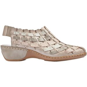 Rieker, Schoenen, Dames, Beige, 40 EU, Leer, Lichtroze leren sandalen