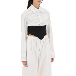 Dion Lee, Blouses & Shirts, Dames, Wit, M, Katoen, Gestreepte Onderborst Korset Shirt