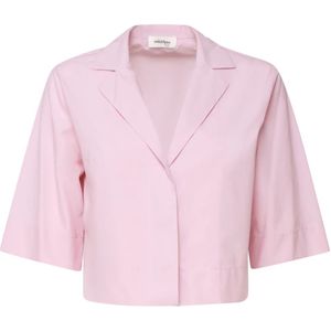 Ottod'Ame, Blouses & Shirts, Dames, Roze, XS, Katoen, Korte mouw katoenen overhemd Marshmallow