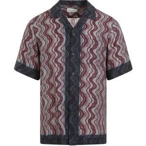 Dries Van Noten, Overhemden, Heren, Veelkleurig, L, Geometrische Print Roze & Paarse Shirt