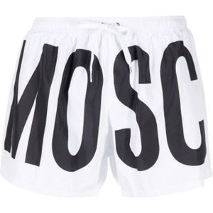 Moschino, Badkleding, Heren, Wit, 2Xl, Polyester, Bedrukte zwembroek in het wit