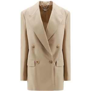 Stella McCartney, Beige Double-Breasted Blazer Beige, Dames, Maat:S