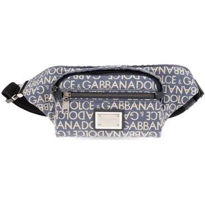 Dolce & Gabbana, Tassen, Heren, Blauw, ONE Size, Heuptas met logo