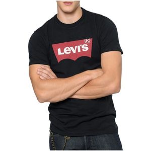 Levi's, Iconisch Katoenen T-Shirt - Zwart, Rechte Pasvorm, Korte Mouwen Zwart, Heren, Maat:S