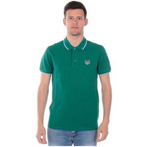 Kenzo, Tijger Polo in Groen en Blauw Groen, Heren, Maat:S