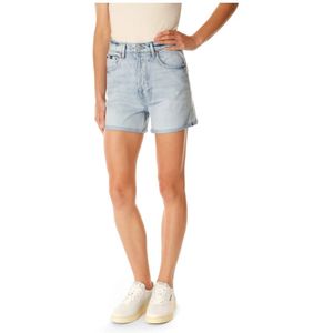 Denham, Korte broeken, Dames, Blauw, W24, Denim, Hoge Taille Denim Shorts Vijf-Pocket Stijl