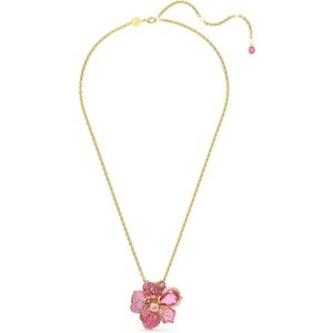 Swarovski, Accessoires, Dames, Roze, ONE Size, Damesketting Florere Hanger en Broche Pavé, Bloem, Roze, Goudlegeringlaag 5652068