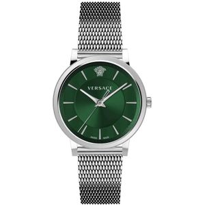 Versace, Accessoires, Heren, Grijs, ONE Size, Heren V Circle Analoge Horloge Groen