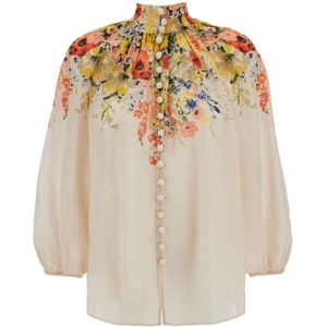 Zimmermann, Blouse met Bloemenprint en Hoge Hals Veelkleurig, Dames, Maat:M