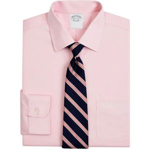 Brooks Brothers, Overhemden, Heren, Roze, M, Katoen, Roze Regular Fit Non-Iron Stretch Katoenen Overhemd met Ainsley Kraag