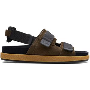 Clarks, Schoenen, Heren, Groen, 44 EU, Suède, Flat Sandalen