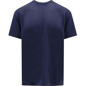 Roberto Collina, Tops, Heren, Blauw, XL, Katoen, Blauw Geribbelde Crew-Neck T-Shirt