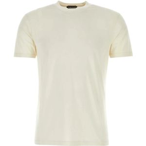 Tom Ford, Tops, Heren, Beige, L, Sand Lyocell Blend T-Shirt, Modern Comfort
