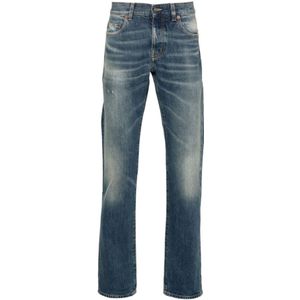Saint Laurent, Jeans, Heren, Blauw, W29, Katoen, Slim-fit Jeans