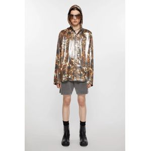 Acne Studios, Jassen, Heren, Veelkleurig, S, Polyester, Multicolor dierenprint gelamineerde jas