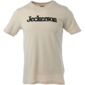 Jeckerson, Tops, Heren, Beige, M, Katoen, Beige Bedrukt Slim Fit T-shirt