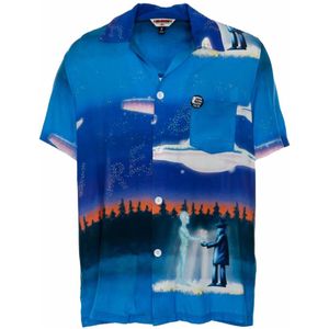 Real Bad Man, Overhemden, Heren, Veelkleurig, M, Interplanetair Vakantie Grafisch Print Shirt