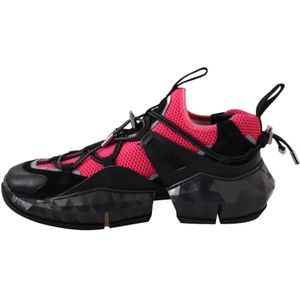 Jimmy Choo, Schoenen, Heren, Zwart, 40 EU, Leer, Zwart/Roze Diamond Trail Sneakers