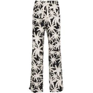 Palm Angels, Zwarte Wijde Pijp Broek Logo Print Veelkleurig, Heren, Maat:M