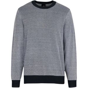 Armani Exchange, Truien, Heren, Blauw, L, Blauwe Sweaters met U Giro Microfantasia