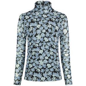 Fabienne Chapot, Tops, Dames, Blauw, 2Xl, Leer, Blauwe Bloemen Coltrui Top