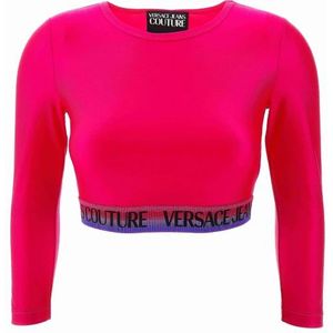 Versace Jeans Couture, Tops, Dames, Roze, 3Xs, Stijlvolle longsleeve T-shirt voor vrouwen