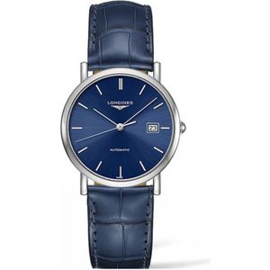Longines, Accessoires, Dames, Blauw, ONE Size, Automatisch Blauw Wijzerplaat Leren Band Horloge