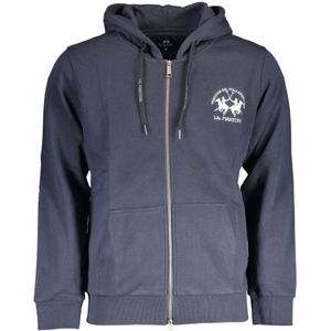 La Martina, Sweatshirts & Hoodies, Heren, Blauw, M, Blauwe Sweatshirt met Rits en Geborduurd Logo