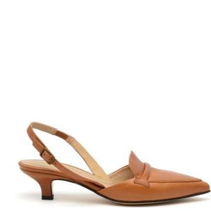 Pomme D'or, Schoenen, Dames, Bruin, 38 1/2 EU, Leer, Slingback Leren Cuoio Sandaal