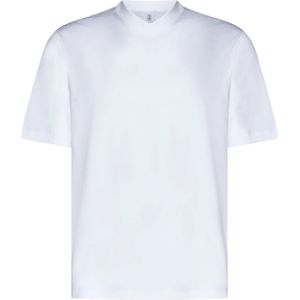 Brunello Cucinelli, Tops, Heren, Wit, XL, Witte V-hals T-shirts en Polos