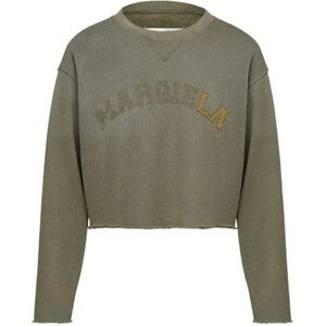 Maison Margiela, Sweatshirts & Hoodies, Dames, Groen, S, Katoen, Retro Logo Patch Sweatshirt
