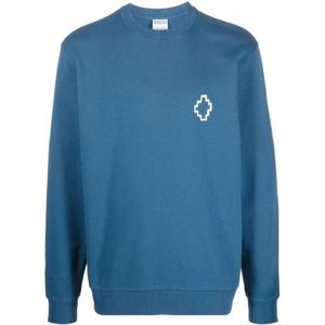 Marcelo Burlon, Sweatshirts & Hoodies, Heren, Blauw, L, Katoen, Contrast Logo Sweatshirt