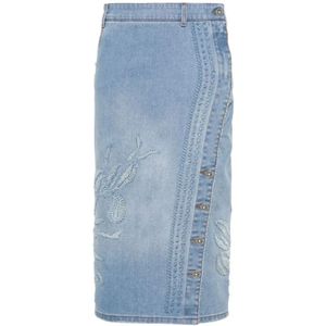 Ermanno Scervino, Heldere Kobalt Midi Denim Rok Blauw, Dames, Maat:M