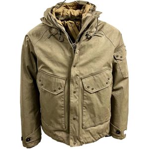 Ten C, Olive Winbreaker Anorak, Ojj, Gevuld met dons Beige, Heren, Maat:M