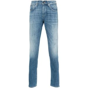 Dondup, Jeans, Heren, Blauw, W30, Katoen, Versleten stretchkatoenen jeans