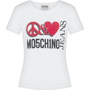 Moschino, Tops, Dames, Wit, S, Katoen, Casual Katoenen T-shirt