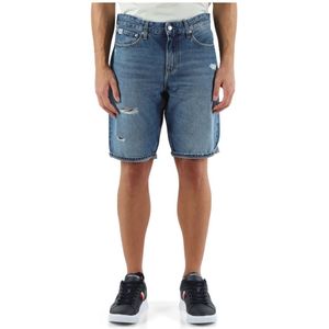 Calvin Klein Jeans, Korte broeken, Heren, Blauw, W38, Katoen, Regular Fit Bermuda Jeans Vijf Zakken