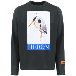 Heron Preston, Tops, Heren, Zwart, S, Heren Painted Bird Longsleeve Zwart