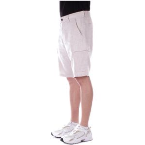 Hugo Boss, Korte broeken, Heren, Beige, 4Xl, Linnen, Beige Linnen Shorts Rits Knoop Zakken