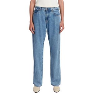 7 For All Mankind, Blauwe Tess High-Waisted Straight Leg Jeans Blauw, Dames, Maat:W25