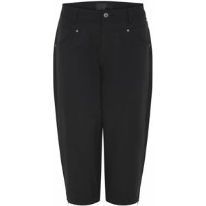 C.Ro, Zwarte Capri Broek met Ritsdetails Zwart, Dames, Maat:3XL