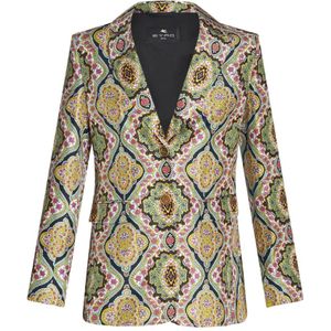 Etro, Zwarte Zijden Medaillon Print Jas Veelkleurig, Dames, Maat:2XS