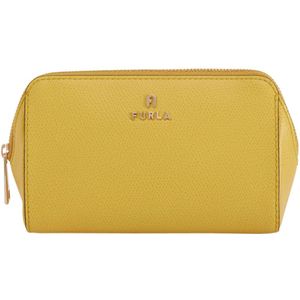 Furla, Leren Cosmetische Case met Ritssluiting Geel, Dames, Maat:ONE Size